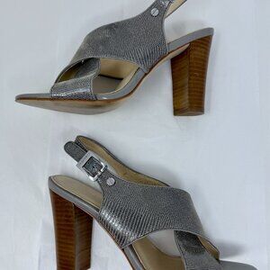 Calvin Klein Women’s Slingback Heels – Size 7.5M – Gray Snakeskin Pattern Criss-